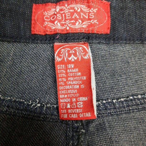 COS Cropped Capri Dark Rinse Jeans Size 18W with Cuff & rear embellished pockets - Picture 3 of 7